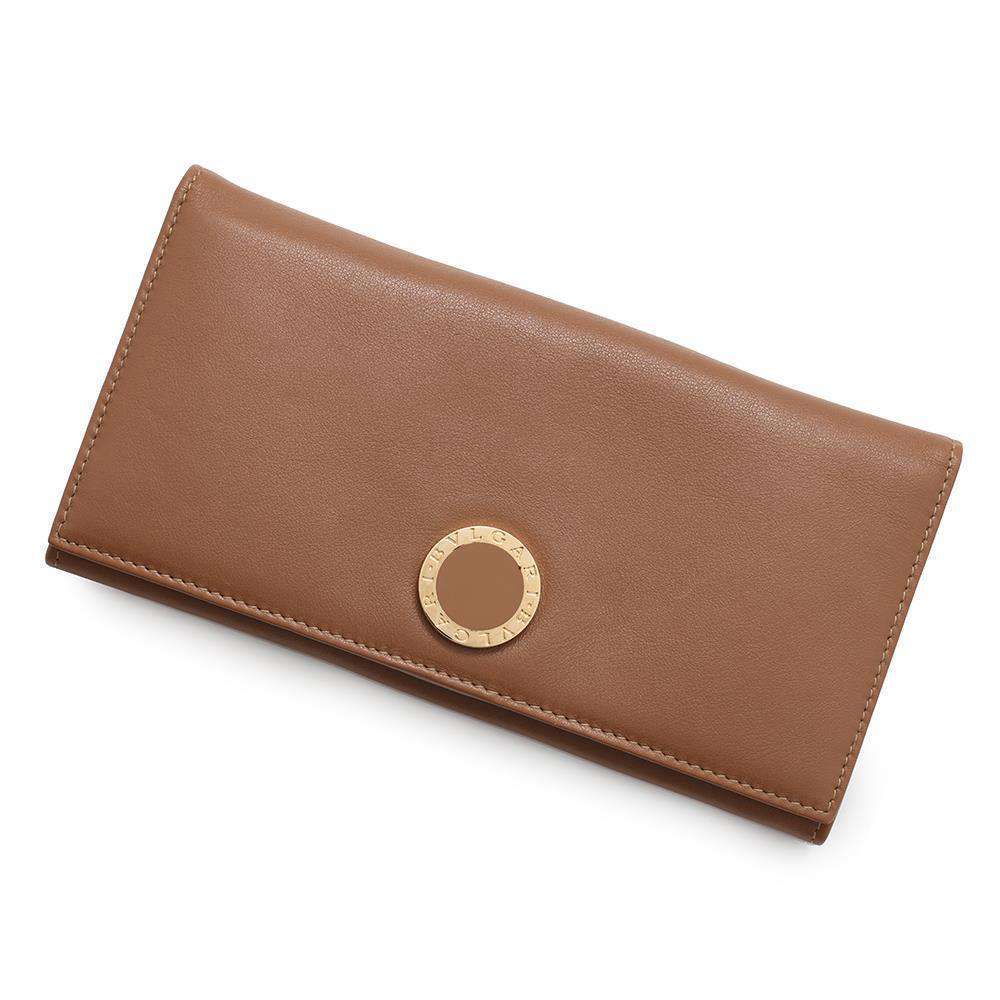 BVLGARI Folded Long Cloth Brown 33625 Leather