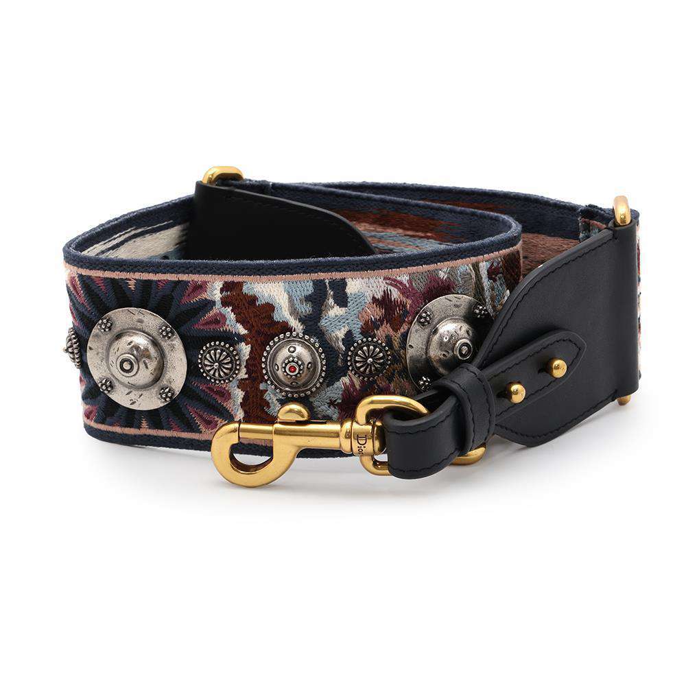 Dior Shoulder Strap Navy/Multicolor Canvas Leather