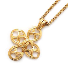 Load image into Gallery viewer, CHANEL CC Logo Four Leaf Clover Necklace Gold Metal
