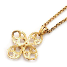 将图像加载到图库查看器中，CHANEL CC Logo Four Leaf Clover Necklace Gold Metal
