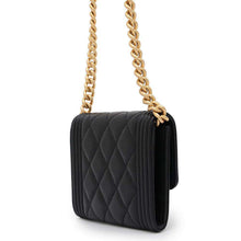 将图像加载到图库查看器中，CHANEL Boy Chanel Chain Wallet BlackAP2206 Caviar Leather
