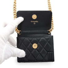 将图像加载到图库查看器中，CHANEL Boy Chanel Chain Wallet BlackAP2206 Caviar Leather
