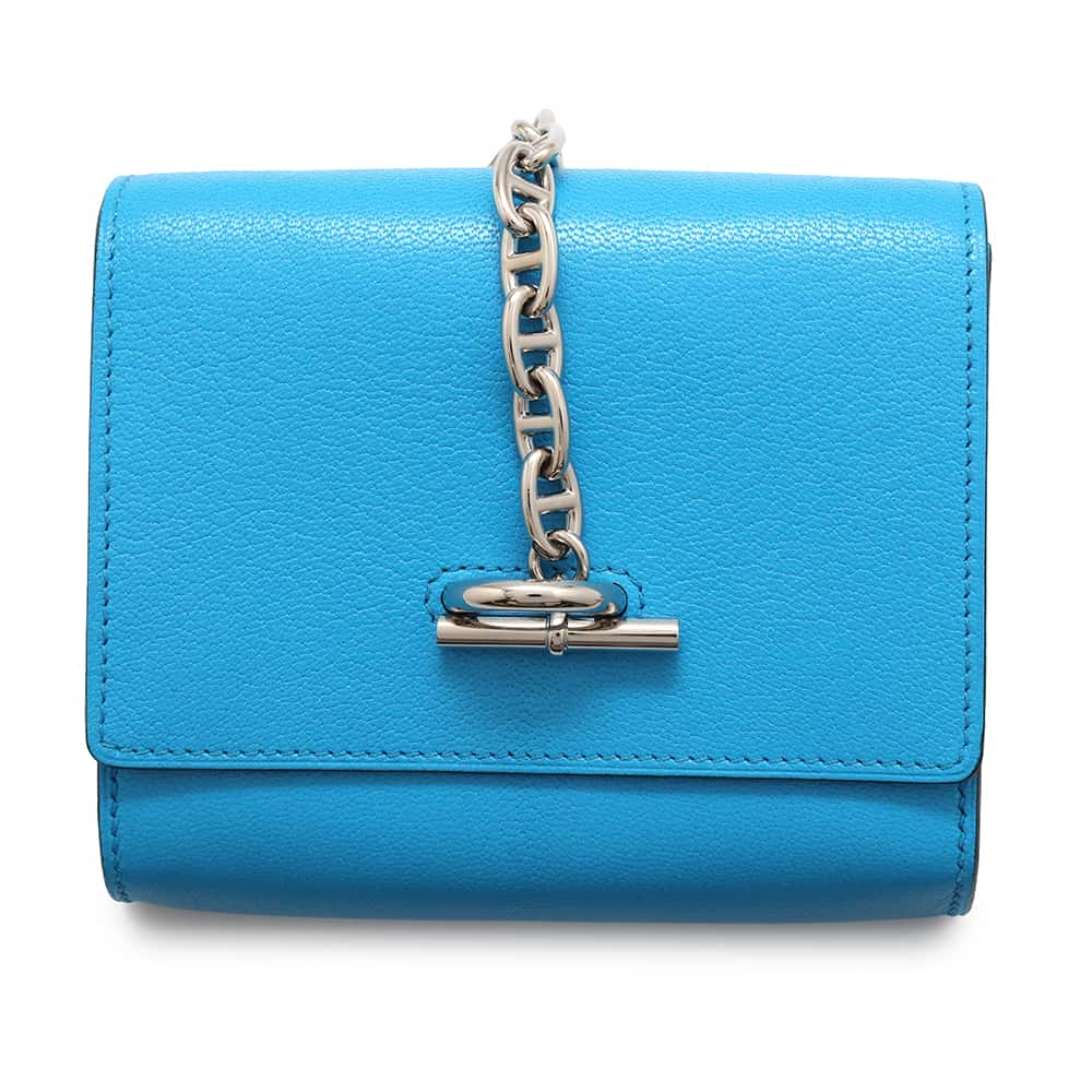 HERMES Chaine d'Ancre Compact Blue Frida Chevre Leather Shamquila