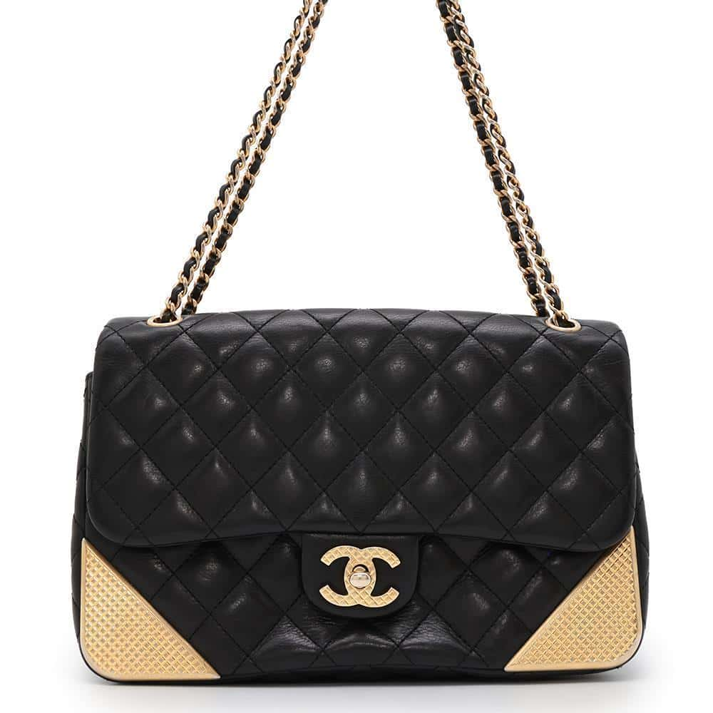 CHANEL Matelasse Single Flap ChainShoulder Bag Black A94495 Lambskin