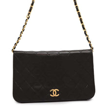 将图像加载到图库查看器中，CHANEL Matelasse Push Lock ChainShoulder Bag Black Lambskin
