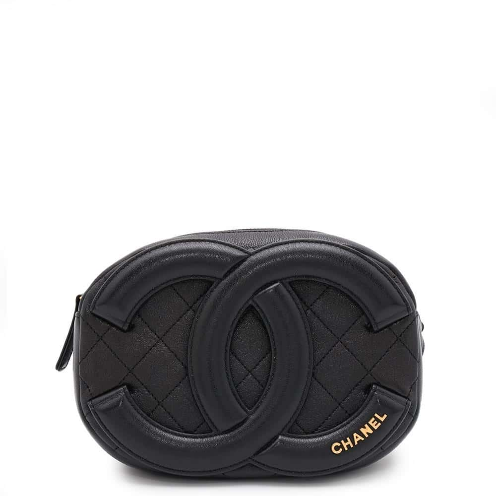 CHANEL CC Logo Crossbody Bag Black Lambskin