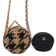 将图像加载到图库查看器中，CHANEL CHANEL19 Round Chain Shoulder Bag Beige/Black Tweed Leather
