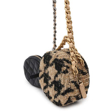 Load image into Gallery viewer, CHANEL CHANEL19 Round Chain Shoulder Bag Beige/Black Tweed Leather
