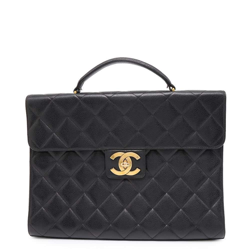 CHANEL Matelasse business bag Black Caviar Leather