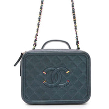 Load image into Gallery viewer, CHANEL CCFiligree Vanity Chain Shoulder Bag Green A93343 Caviar Leather
