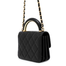 将图像加载到图库查看器中，CHANEL Matelasse Top Handle Chain Shoulder Bag Black Lambskin
