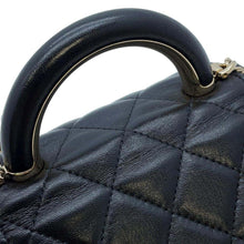 将图像加载到图库查看器中，CHANEL Matelasse Top Handle Chain Shoulder Bag Black Lambskin
