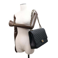 Load image into Gallery viewer, CHANEL Matelasse Double Flap ChainShoulder Bag Black Caviar Leather Size 34
