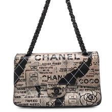 Load image into Gallery viewer, CHANEL Logo Print Double Flap ChainShoulder Bag Black A01112 Leather
