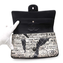 Load image into Gallery viewer, CHANEL Logo Print Double Flap ChainShoulder Bag BlackA01112 Leather
