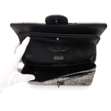 Load image into Gallery viewer, CHANEL Logo Print Double Flap ChainShoulder Bag Black A01112 Leather
