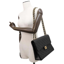 Load image into Gallery viewer, CHANEL Matelasse Single Flap ChainShoulder Bag Black Lambskin Size 30
