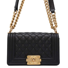 Load image into Gallery viewer, CHANEL Boy Chanel ChainShoulder Bag Black A67085 Caviar Leather Size Small
