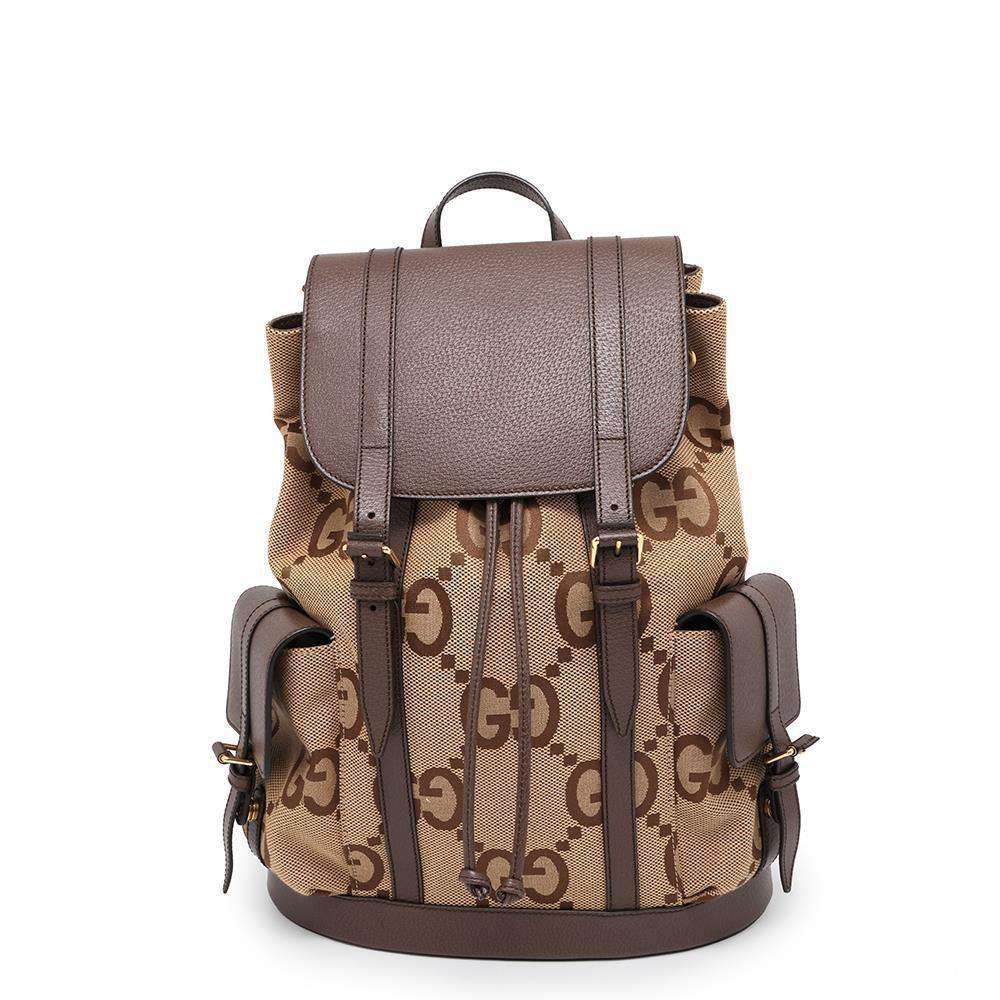 GUCCI Jumbo GG Backpack Brown/Beige 678829 Canvas Leather