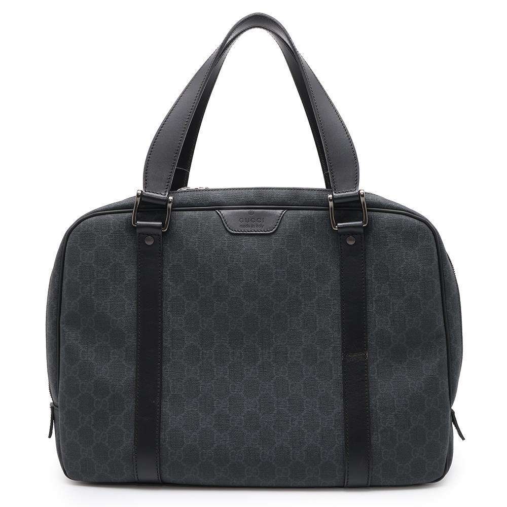 GUCCI GG Supreme Briefcase Dark Gray/Black 322074 PVC Leather