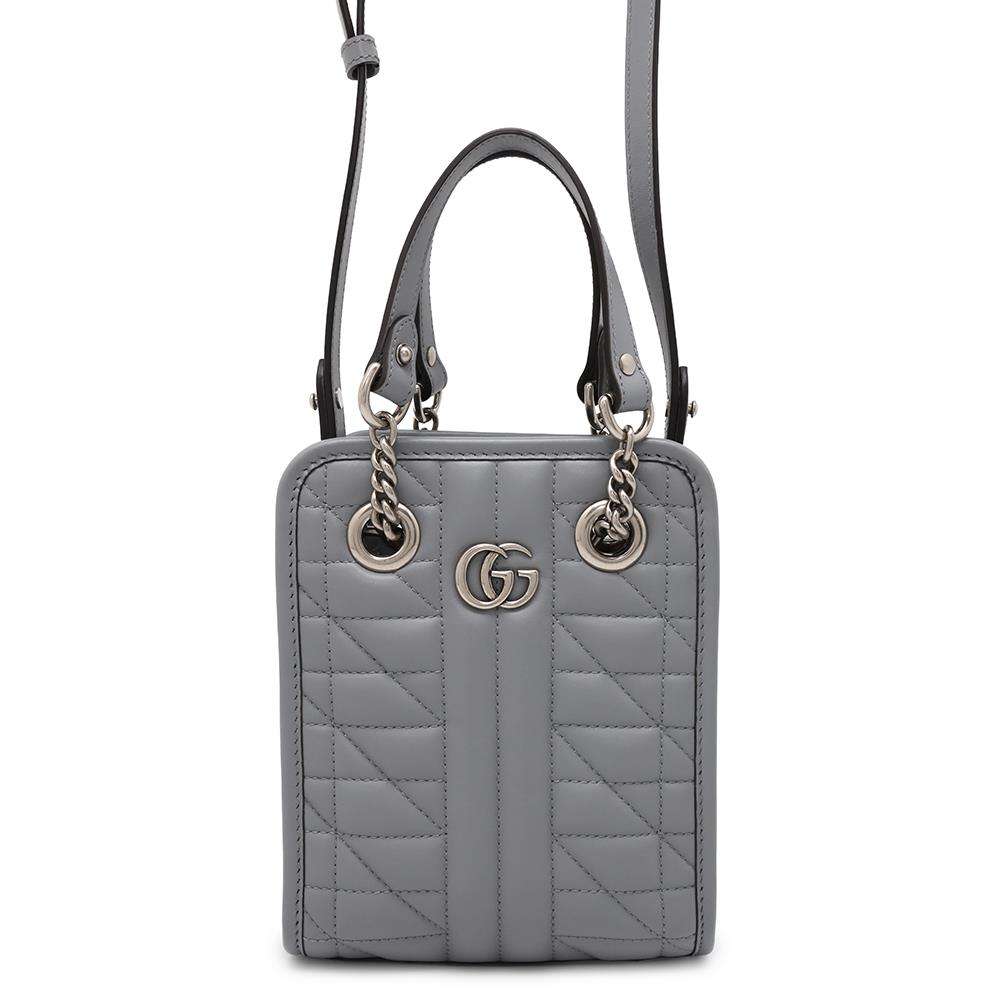 GUCCI GG Marmont 2WAYShoulder Bag Gray696123 Leather