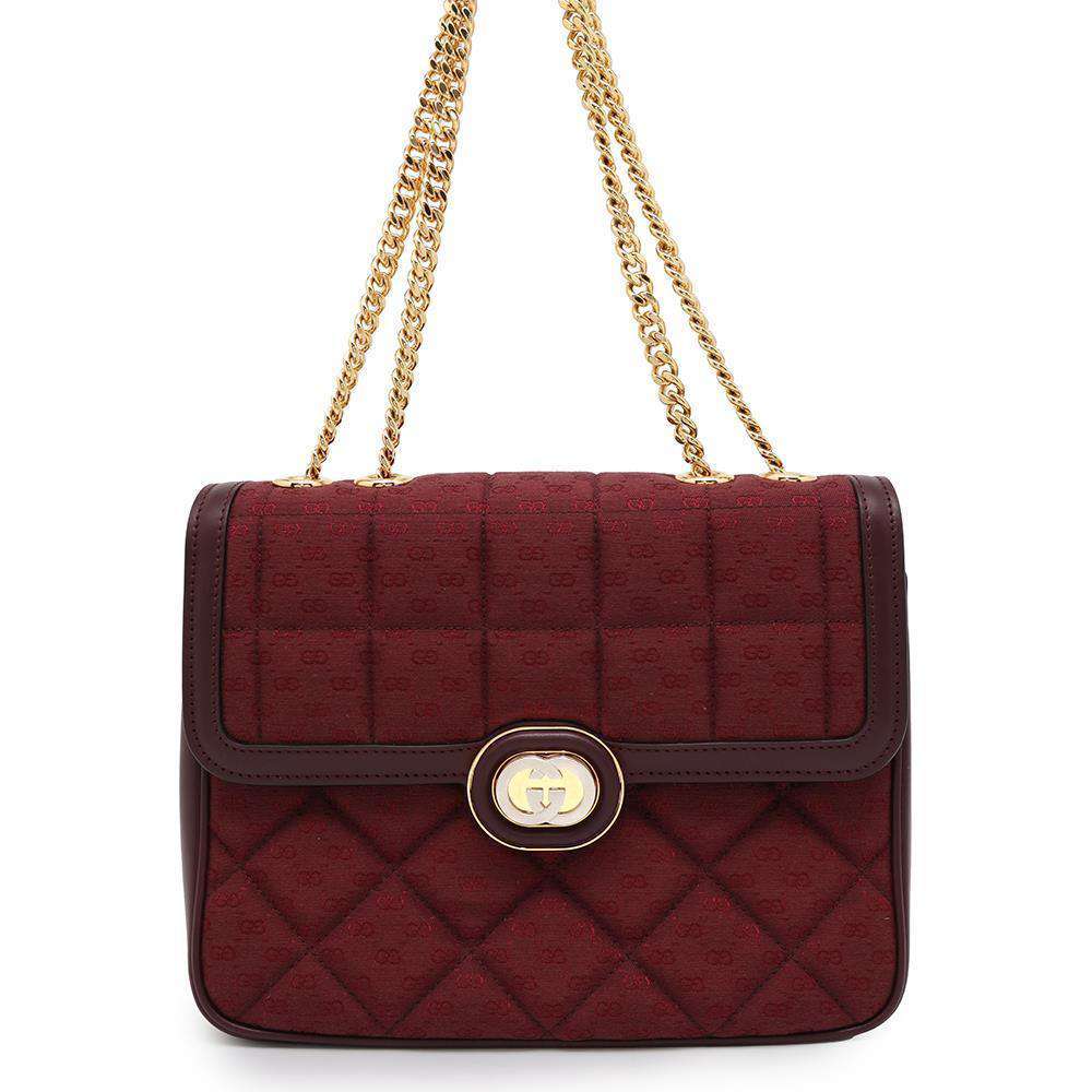 GUCCI GGChainShoulder Bag Bordeaux740834 Canvas Leather