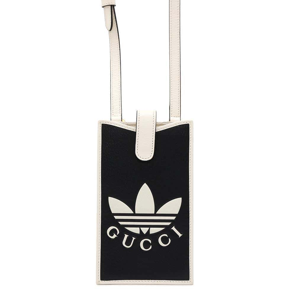 GUCCI Adidas collaboration phone case Black/White 702203 Leather