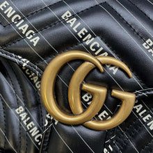 将图像加载到图库查看器中，GUCCI BALENCIAGA Collaboration The Hacker Project GG Marmont Shoulder Bag Black 443497 Leather
