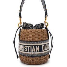 将图像加载到图库查看器中，Dior Wicker Oblique bucket bag Beige/Navy M7600CMVO Rattan Canvas
