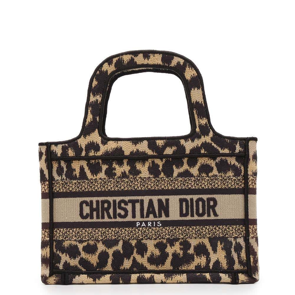 Dior Leopard Book Tote Beige/Black S5475ZRHM Canvas Size Mini