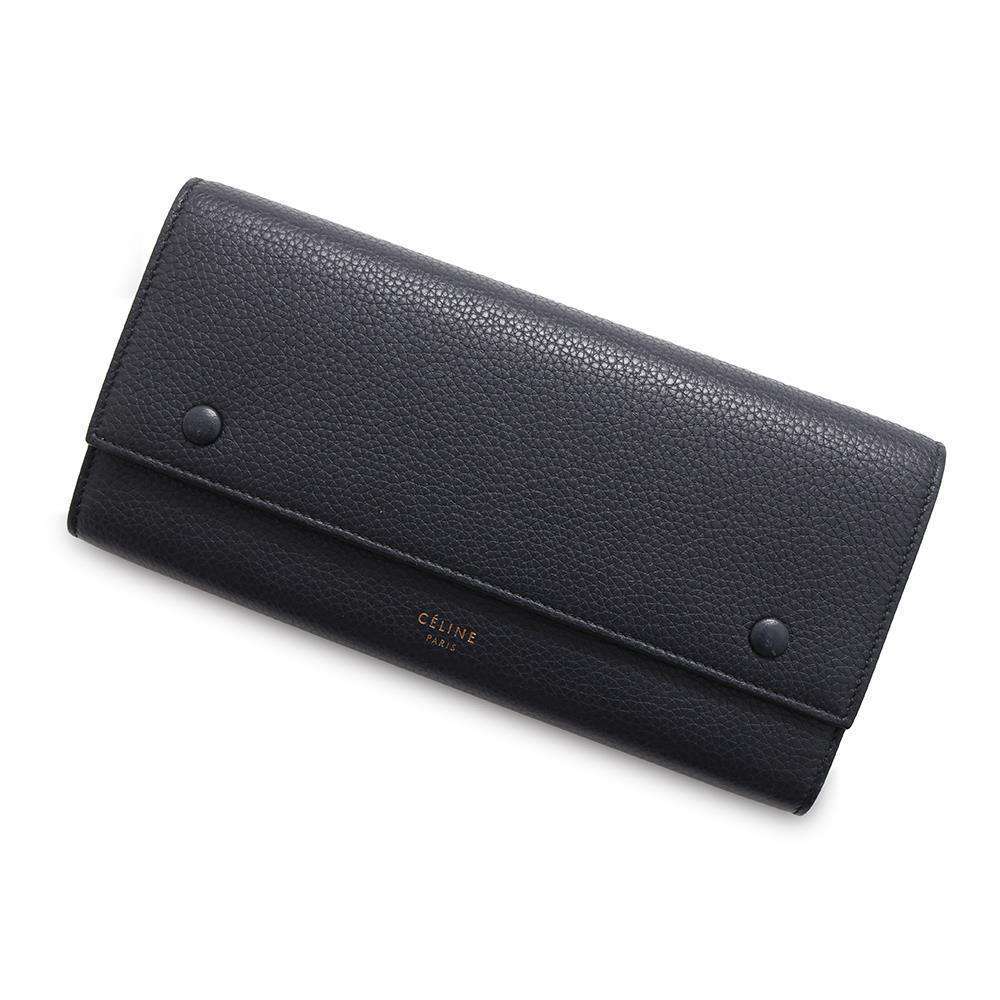 CELINE Long wallet Navy/Beige 101673AFE Leather