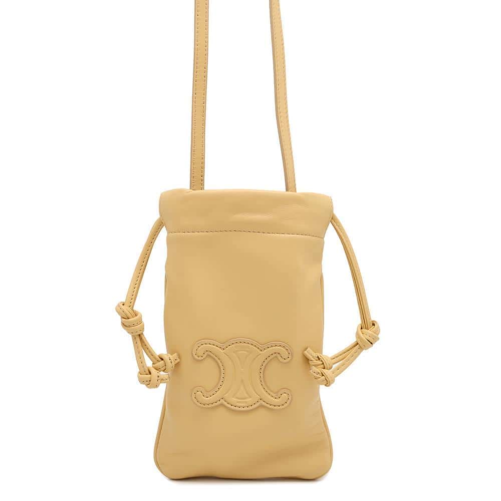 CELINE Drawstring Mobile Pouch Cuir Triomphe Yellow10L163ETK Lambskin