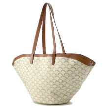 Load image into Gallery viewer, CELINE Kufun Tote Bag White/Brown 196262 PVC Coated Canvas Leather Size Large
