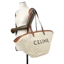 Load image into Gallery viewer, CELINE Kufun Tote Bag White/Brown 196262 PVC Coated Canvas Leather Size Large
