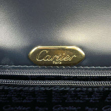 将图像加载到图库查看器中，CARTIER Sapphire Line Handbag Navy Leather
