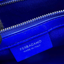 将图像加载到图库查看器中，Ferragamo Logo Handbag Blue 214988 Canvas
