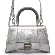 Load image into Gallery viewer, BALENCIAGA Hour glass Silver592833 Embossed Leather Size XS
