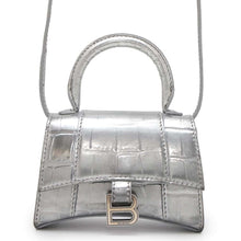 Load image into Gallery viewer, BALENCIAGA Hour glass Silver 637372 Embossed Leather Size Mini
