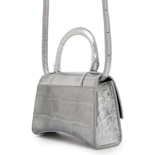 Load image into Gallery viewer, BALENCIAGA Hour glass Silver 637372 Embossed Leather Size Mini
