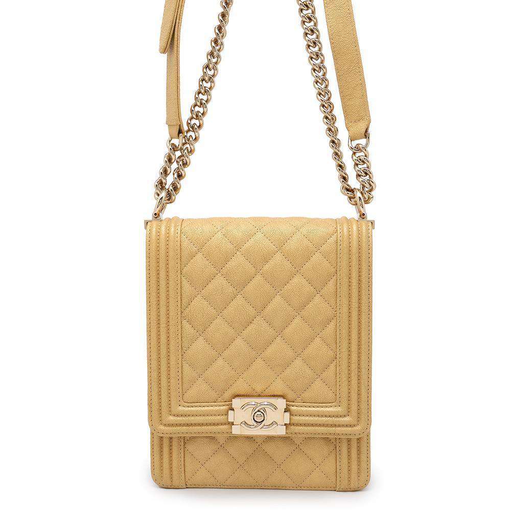 CHANEL Boy Chanel Vertical Chain Shoulder Bag YellowAS0130 Caviar Leather