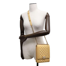 Load image into Gallery viewer, CHANEL Boy Chanel Vertical Chain Shoulder Bag YellowAS0130 Caviar Leather
