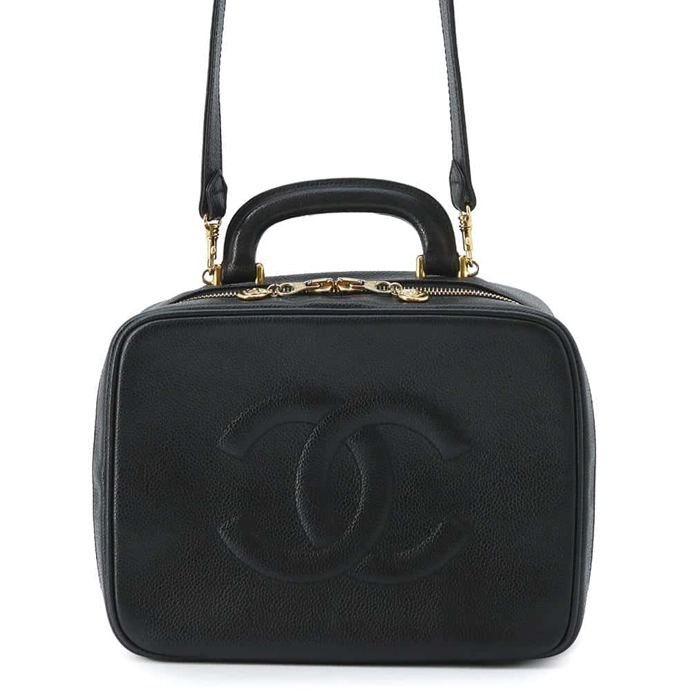 CHANEL top handle vanity bag Black A07061 Caviar Leather