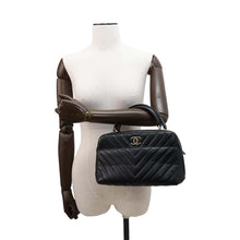 Load image into Gallery viewer, CHANEL Trendy Bowling Bag With Logo Black Lambskin
