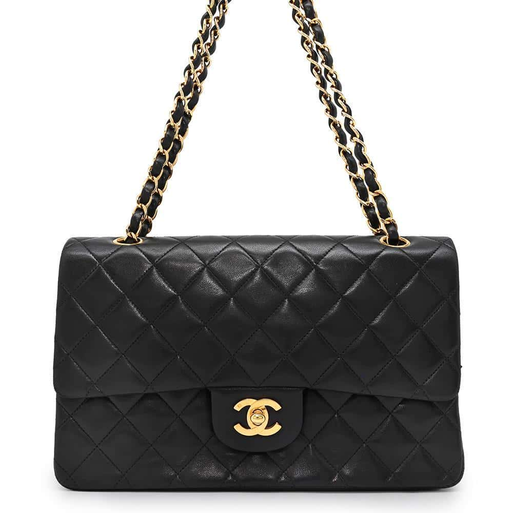 CHANEL Matelasse ChainShoulder Black A01112 Lambskin Size 25