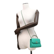 Load image into Gallery viewer, CHANEL Top handle Matelasse ChainShoulder Green AP3237 Caviar Leather
