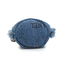 Load image into Gallery viewer, CHANEL Logo Mini Drawstring Bag Shoulder Blue AP2603 Denim Leather
