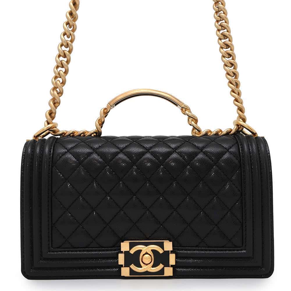 CHANEL Boy Chanel Top Handle ChainShoulder Black A94804 Caviar Leather