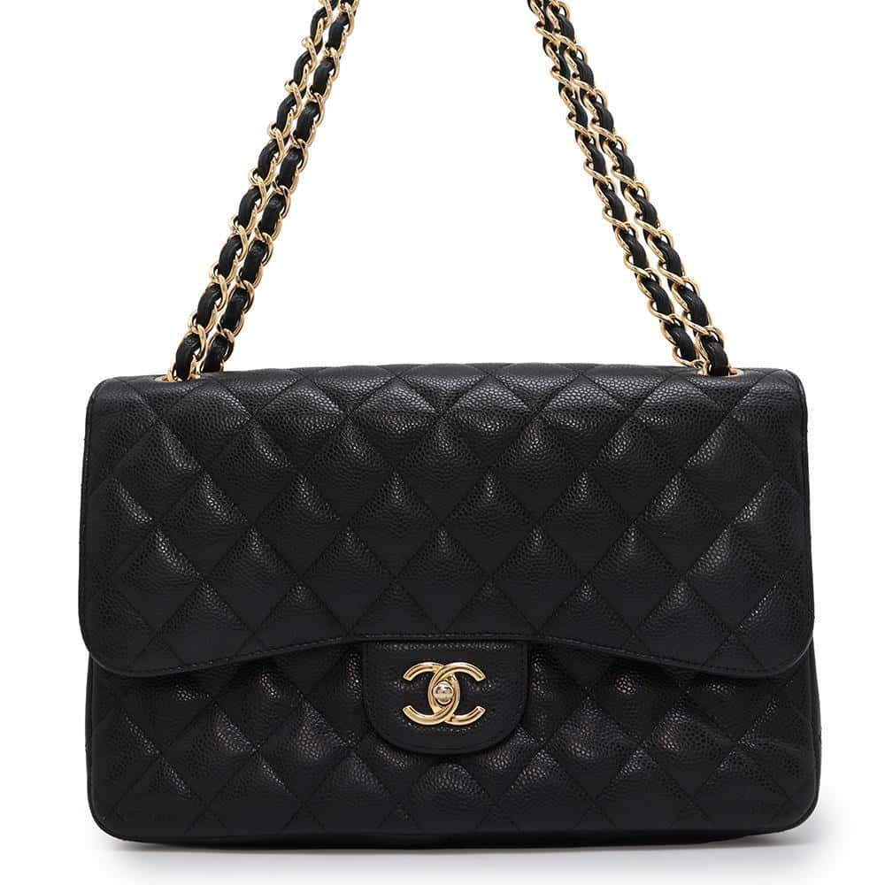 CHANEL Matelasse Double Flap ChainShoulder BlackA58600 Caviar Leather Size 30