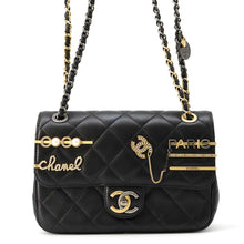 Load image into Gallery viewer, CHANEL Matelasse Bag Charm Single Flap Chain Shoulder BlackAS2979 Lambskin
