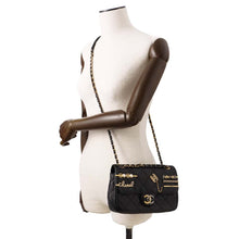 Load image into Gallery viewer, CHANEL Matelasse Bag Charm Single Flap Chain Shoulder BlackAS2979 Lambskin
